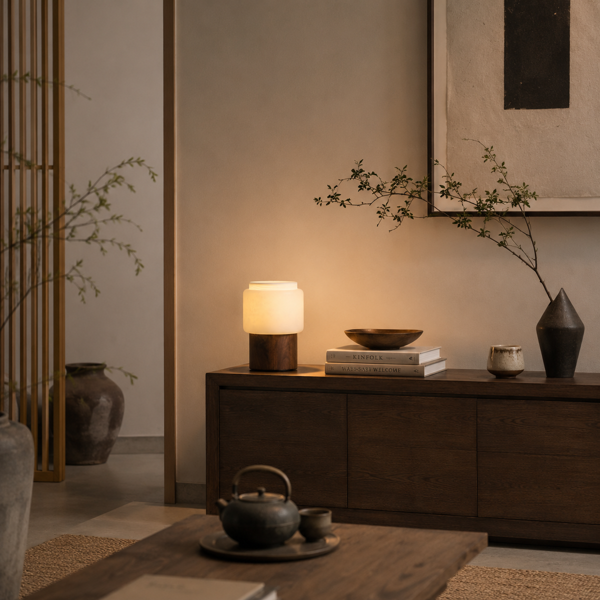 Noma Alabaster Walnut Table Lamp
