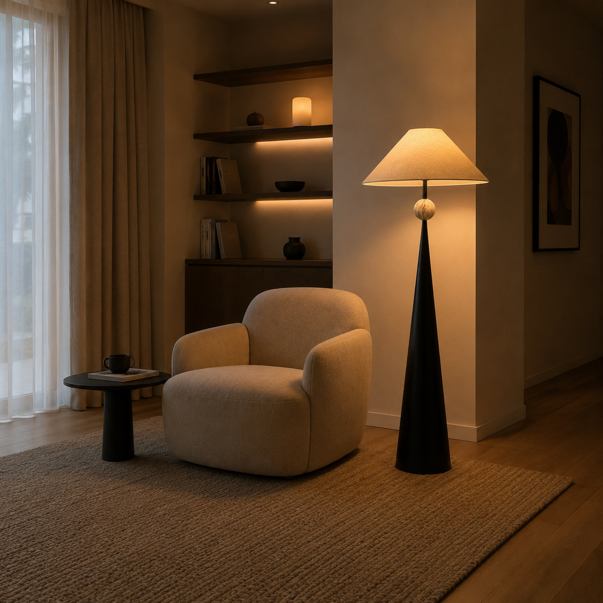 Spire Linen Floor Lamp