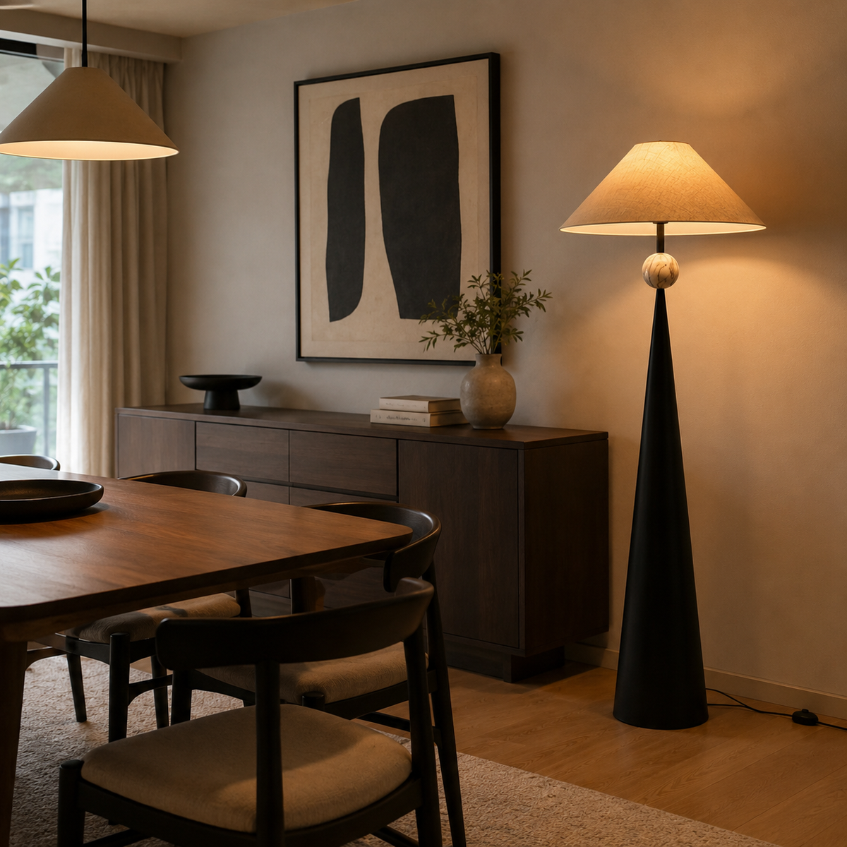 Spire Linen Floor Lamp