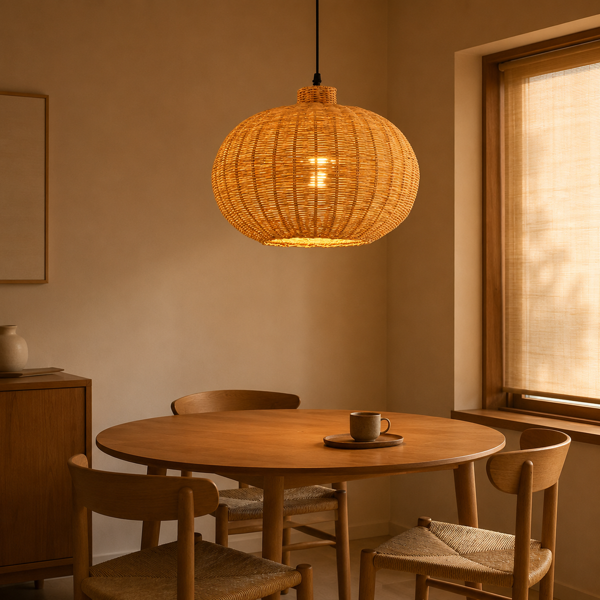 Natural material texture detail of Aurelia Pumpkin Pendant Light