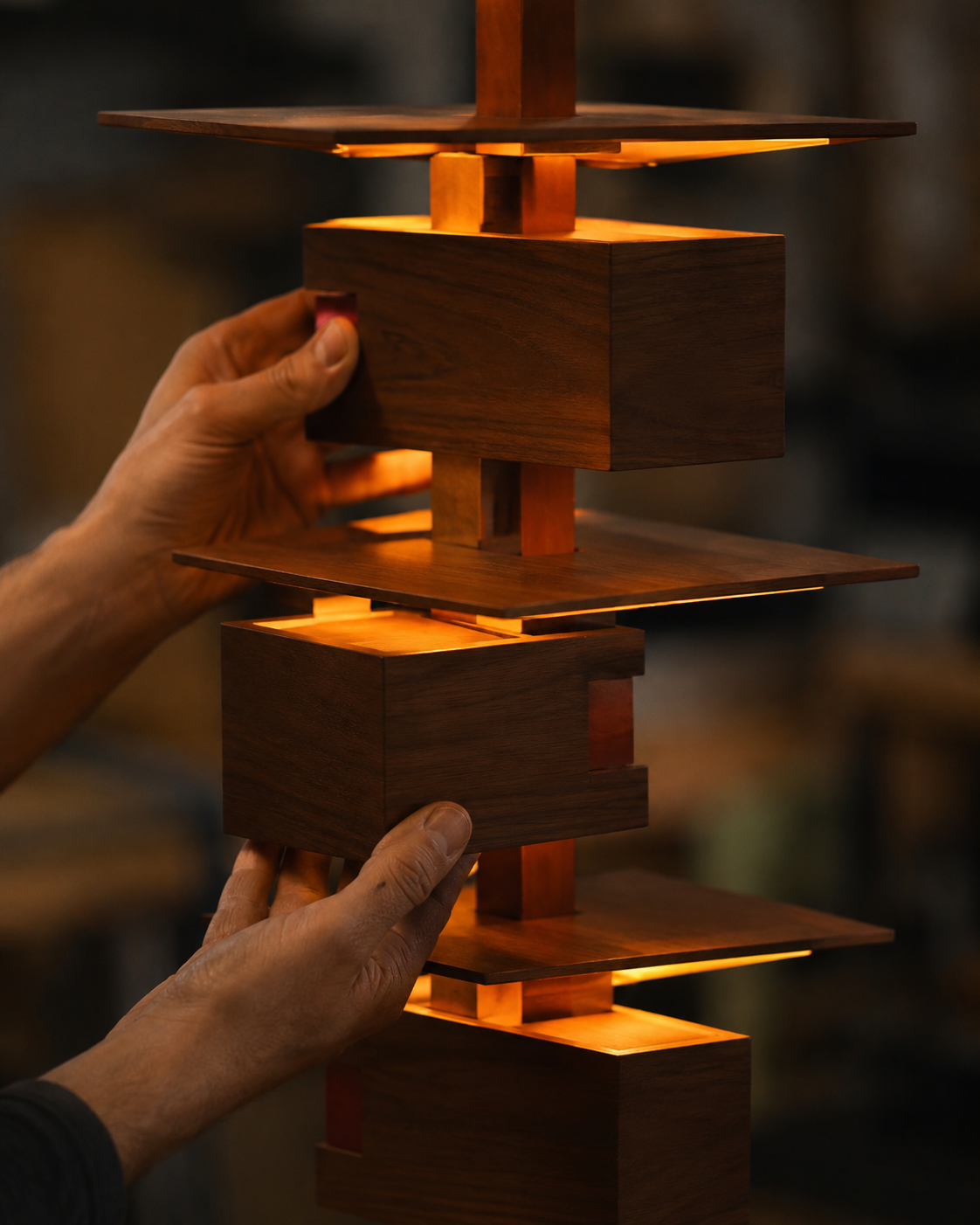 Natural material texture detail of Tallis Stacked Tower Floor Lamp