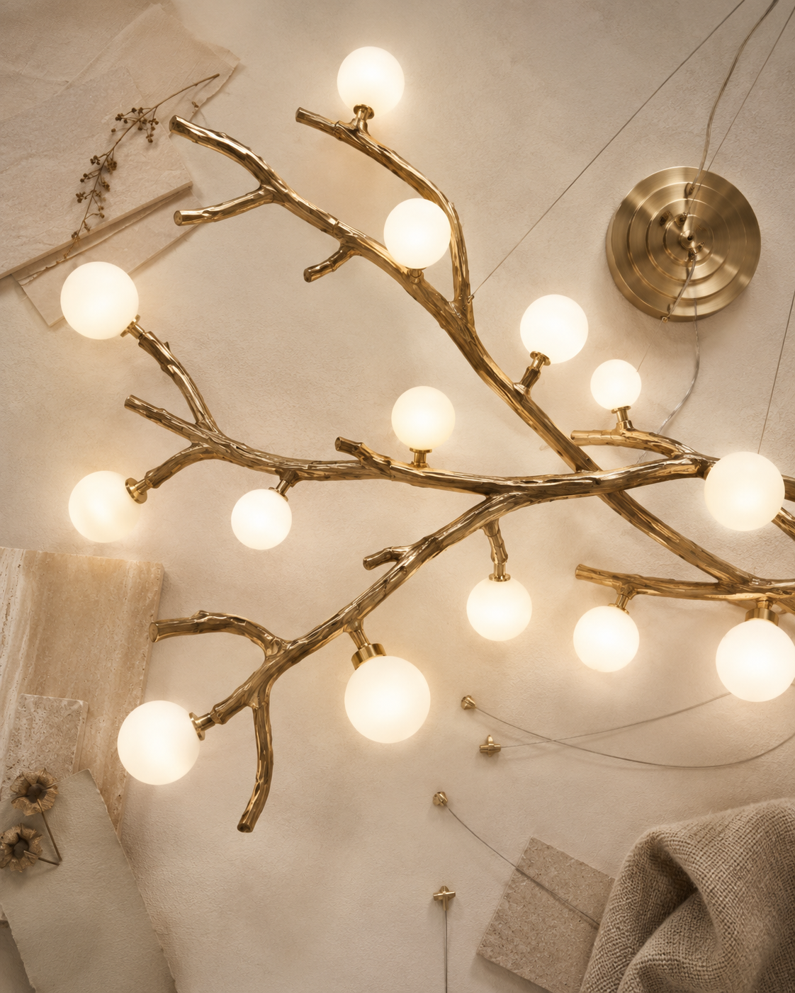 Natural material texture detail of Arbor Branch Chandelier