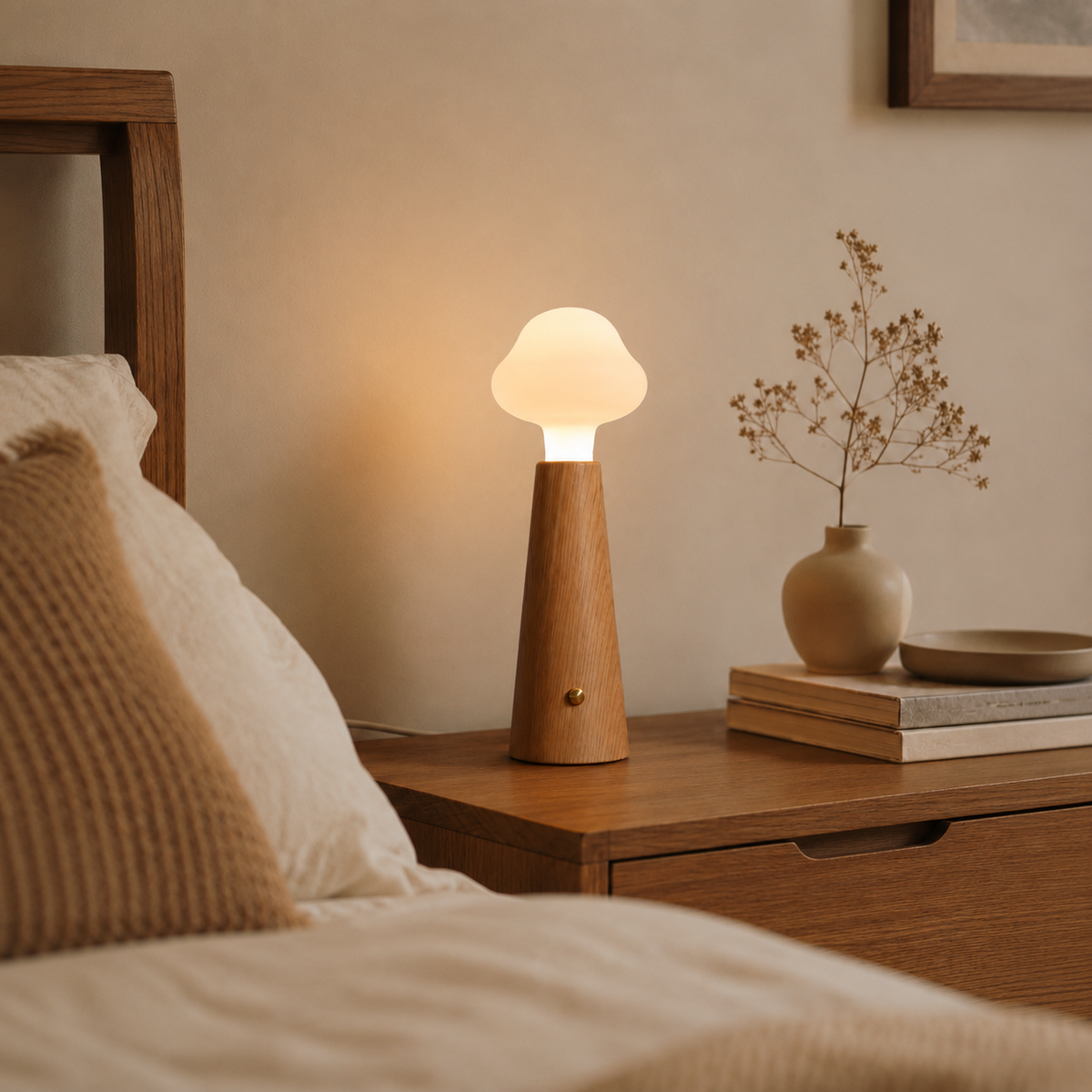 Cloud Glass Wood Table Lamp