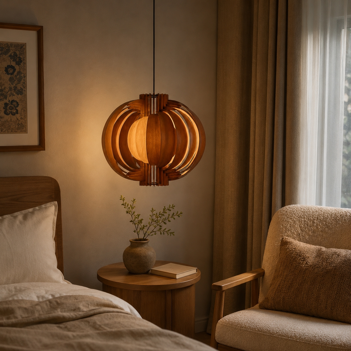 Orb Wood Pendant Light