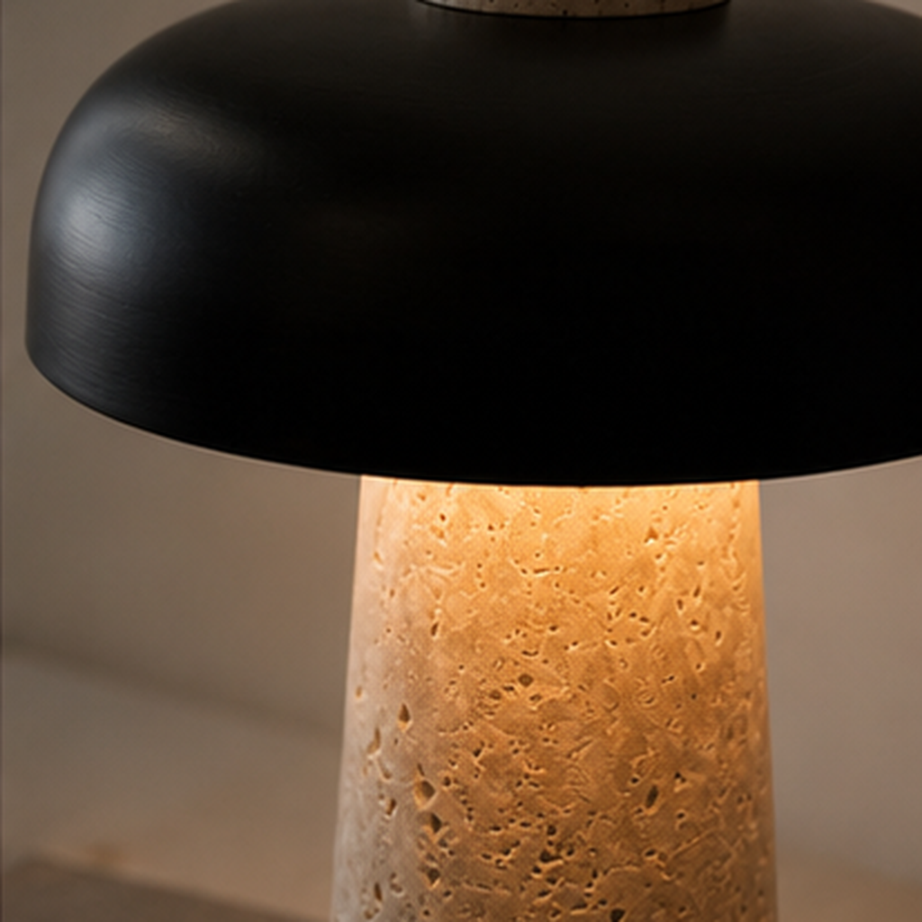 Noma Travertine Mushroom Table Lamp