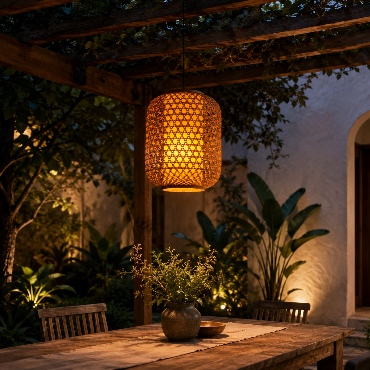 Finished craftsmanship detail of Golden Weave Lantern