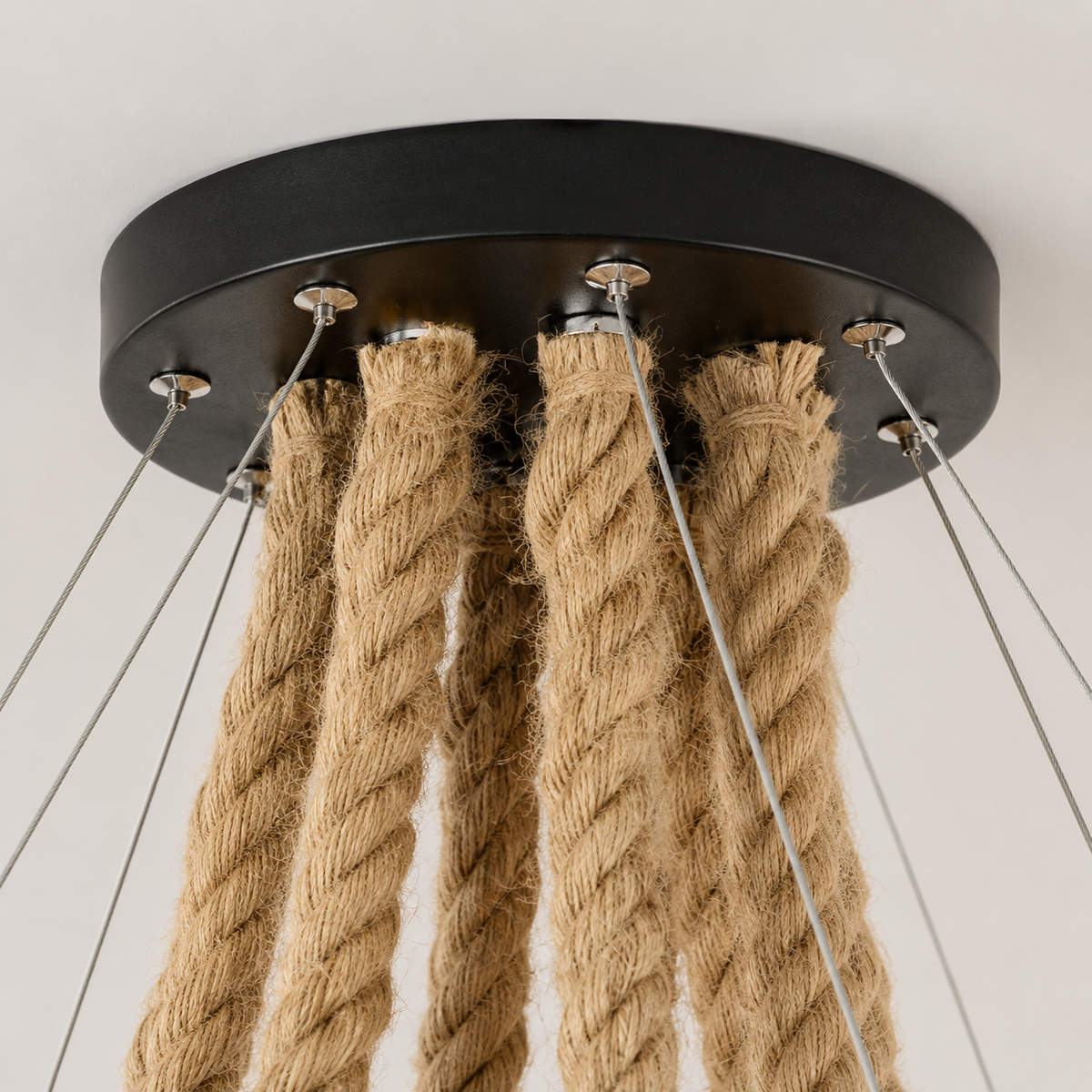 Finished craftsmanship detail of Rattan Cluster Pendant Light