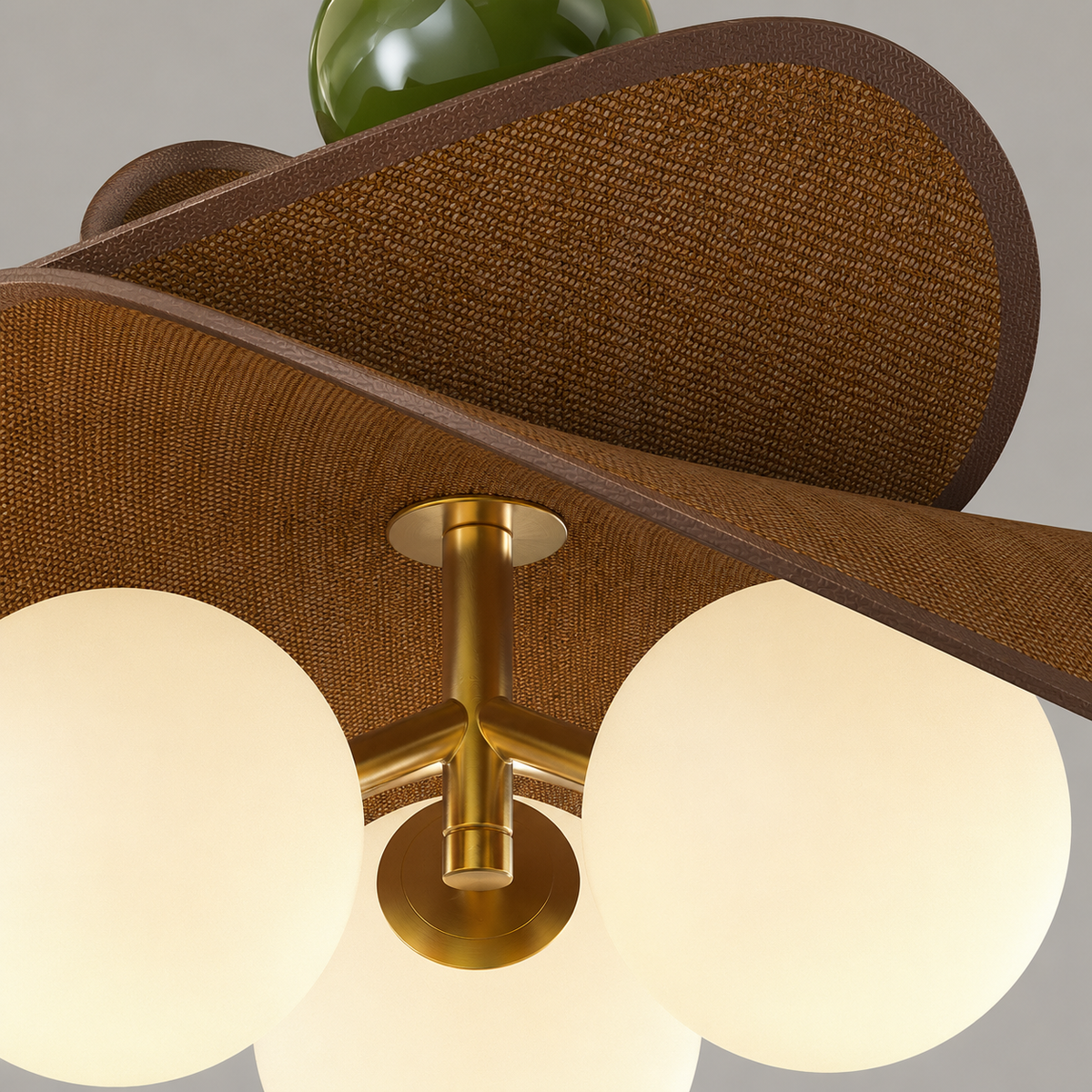 Finished craftsmanship detail of Walnut Glass Globe Pendant Light
