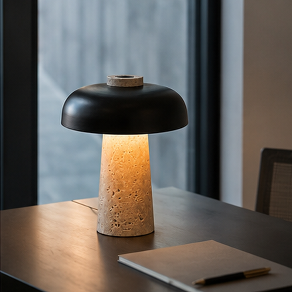 Noma Travertine Mushroom Table Lamp