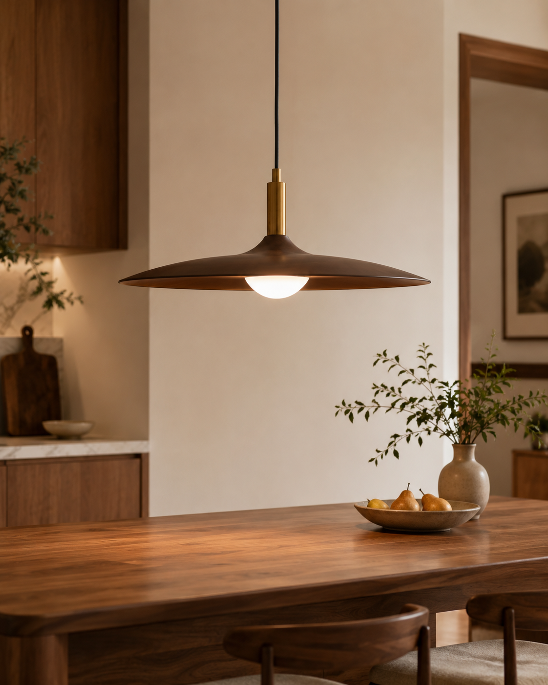 Form and silhouette detail of Saucer Pendant Light