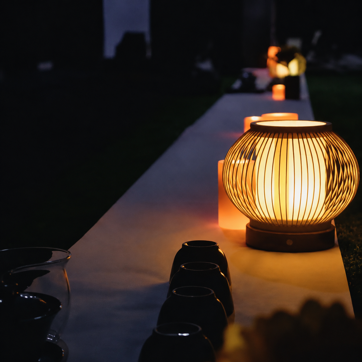 Joinery and hardware detail of Lunar Cage Rechargeable Table Lamp