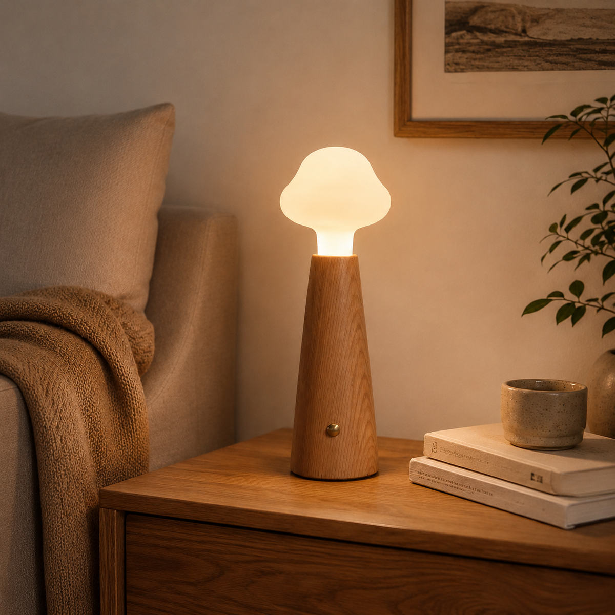 Cloud Glass Wood Table Lamp