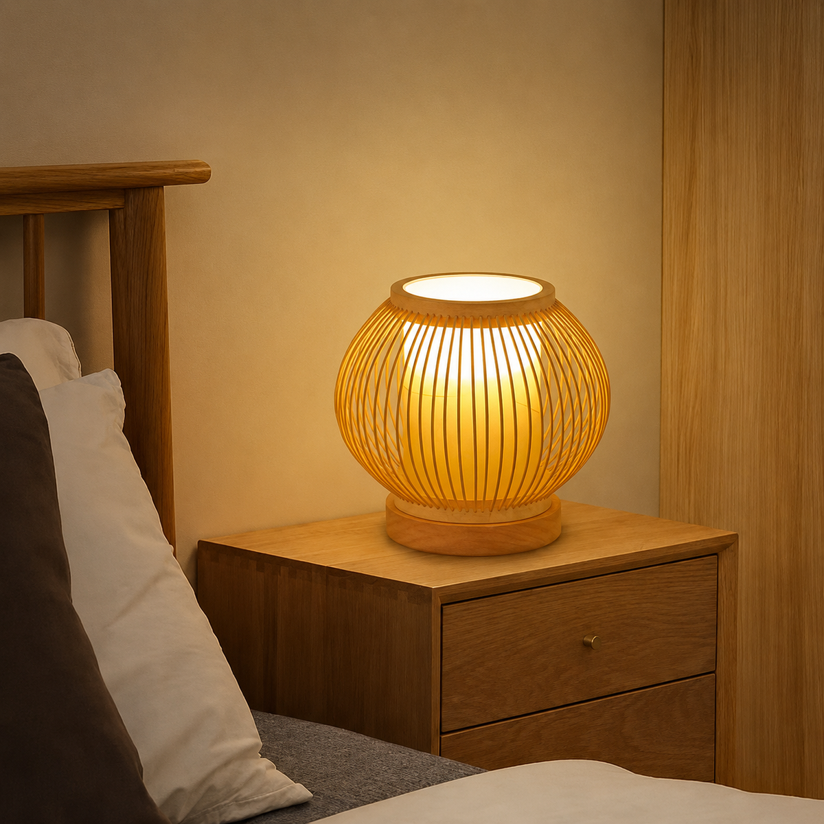 Finished craftsmanship detail of Lunar Cage Rechargeable Table Lamp