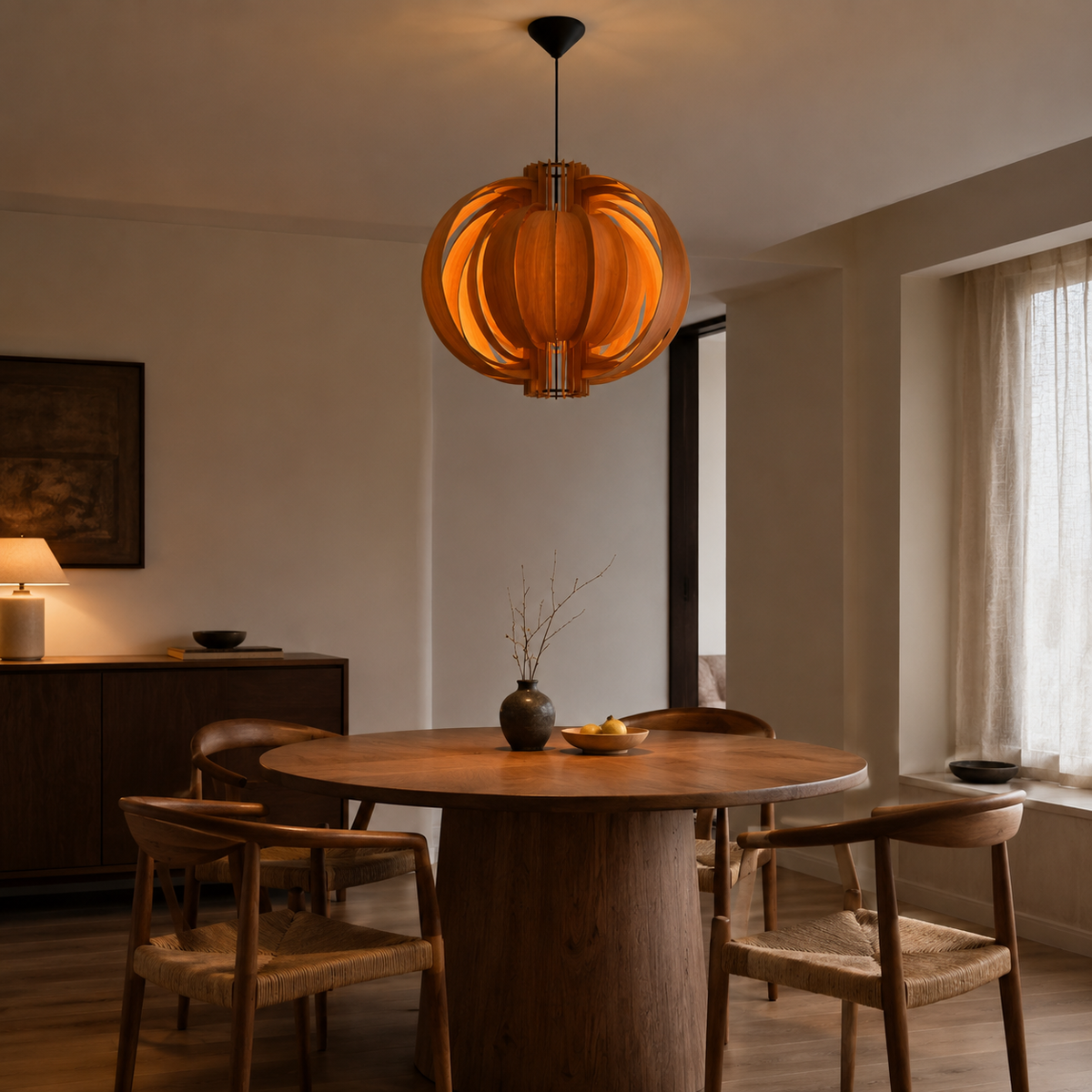 Orb Wood Pendant Light