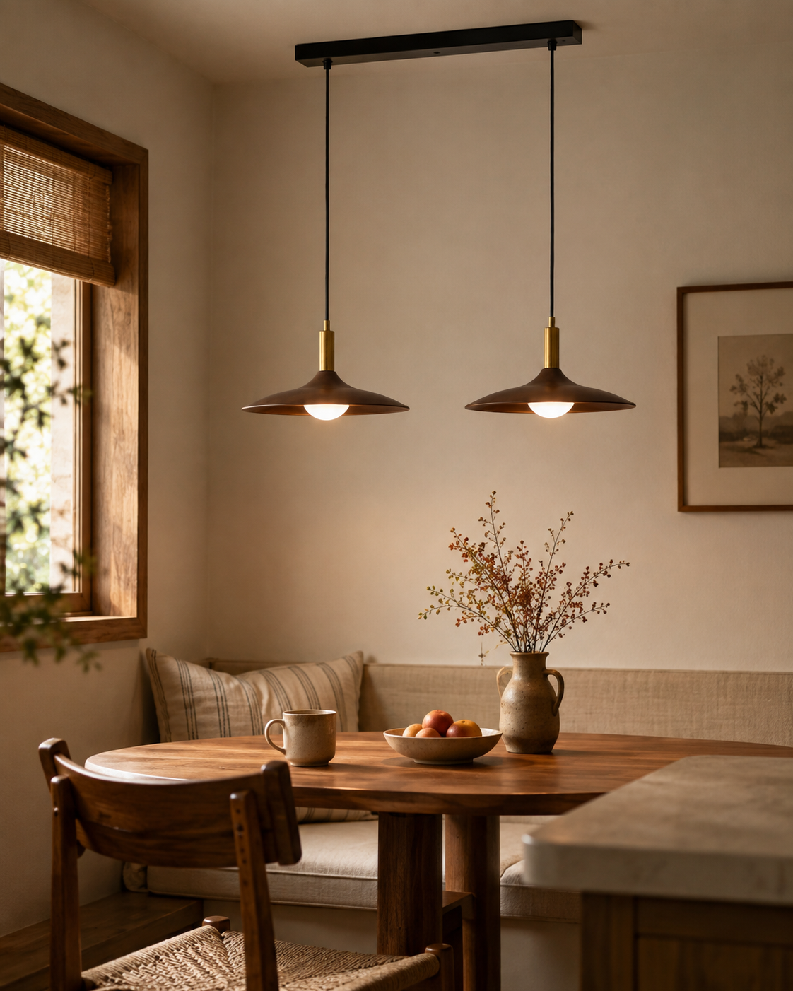 Natural material texture detail of Saucer Pendant Light