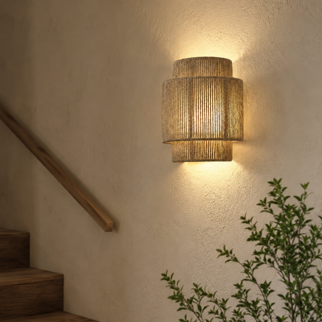 Woven Rope Drum Wall Sconce