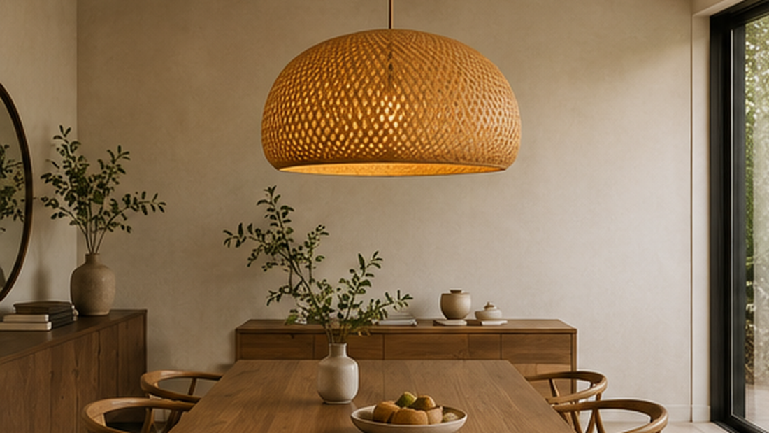 Bamboo Pendant Lights for Dining Rooms: Size, Shade Depth & Table Fit