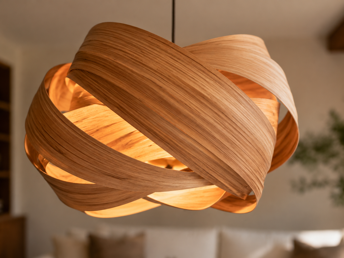 Wood Veneer Pendant Lights for Living Rooms: Scale, Sightlines & Seating Layout