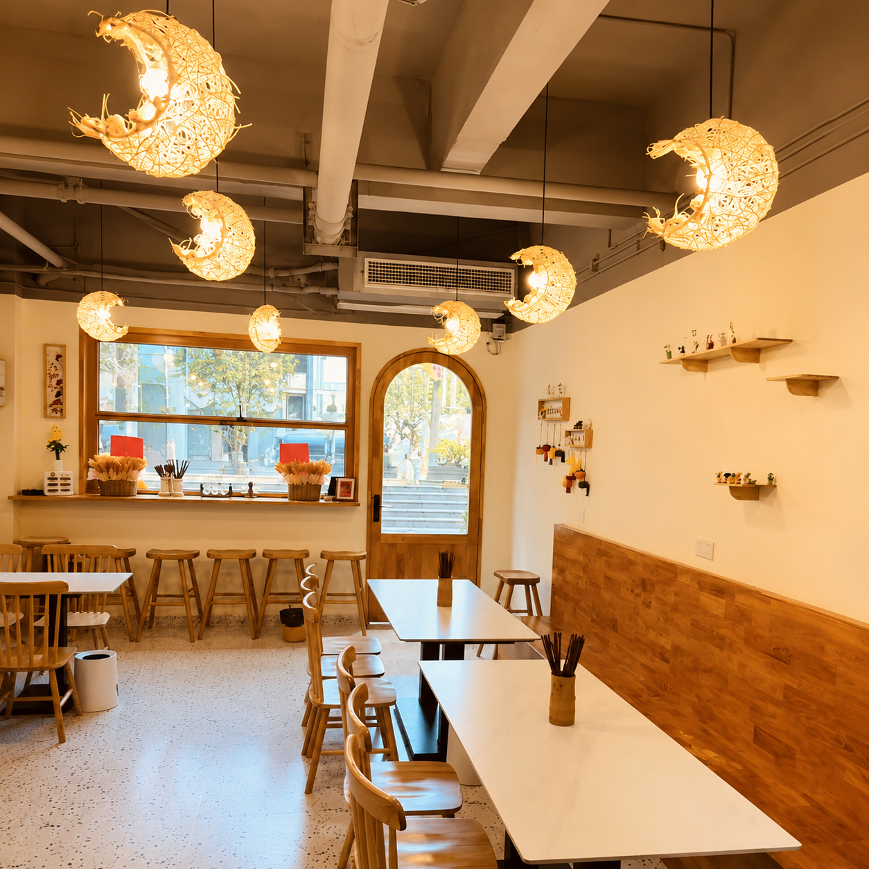 Rattan Crescent Pendant Light