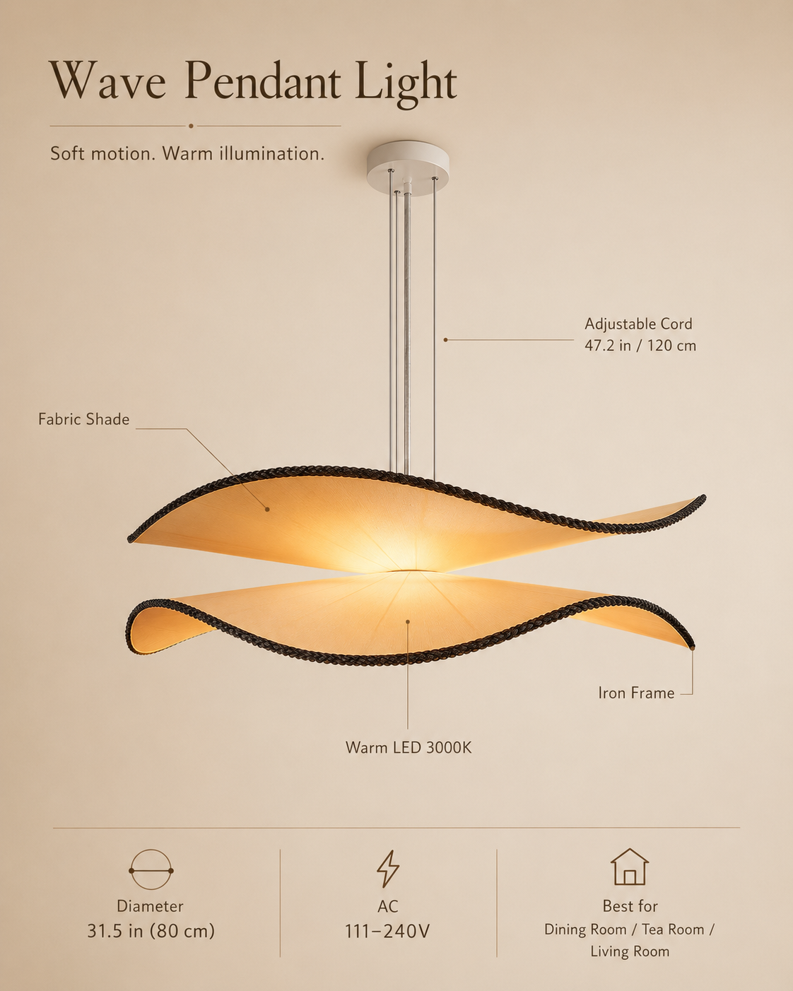 Lumina Wings Pendant Light styled in a warm natural interior