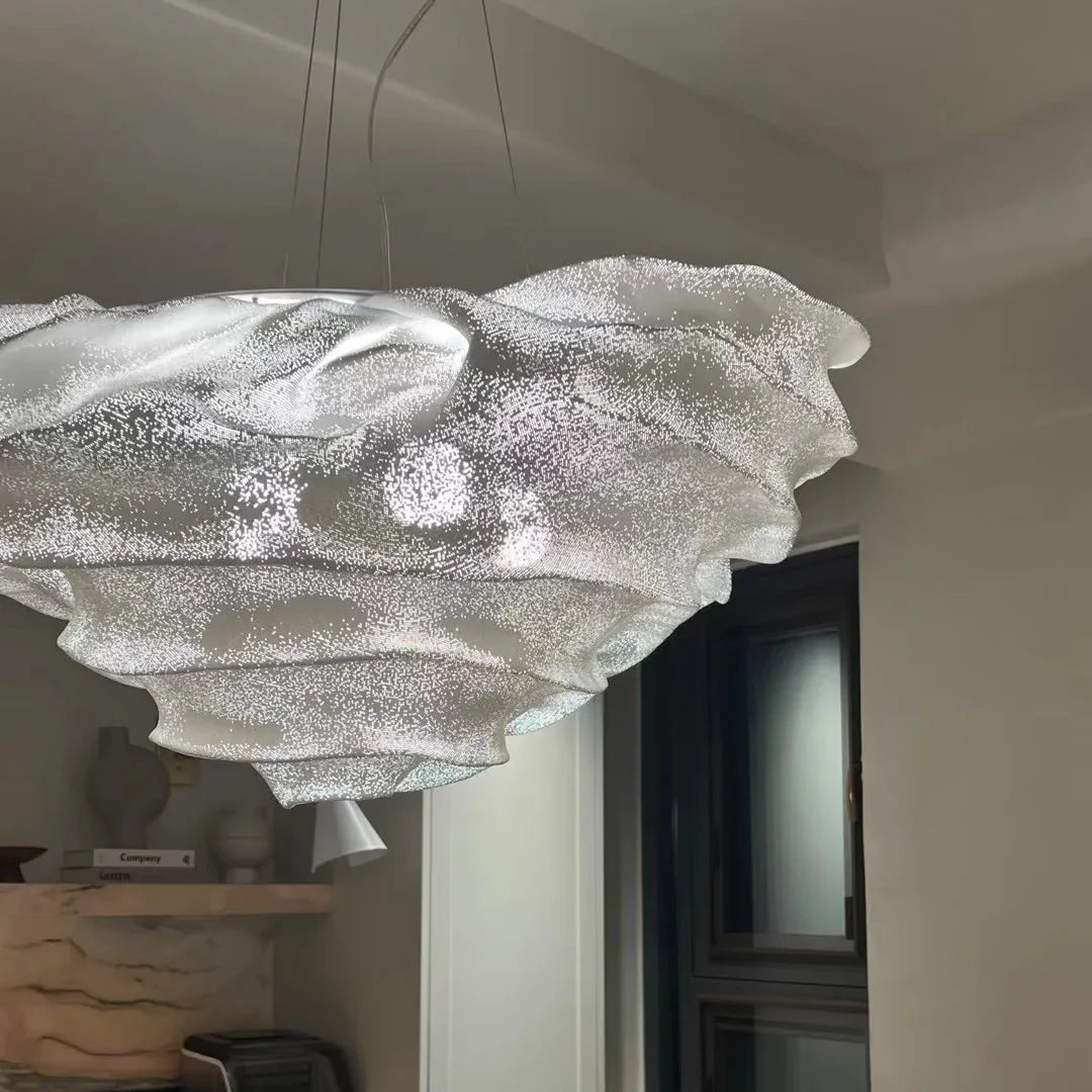 Cloud pendant light shade with pale speckled texture