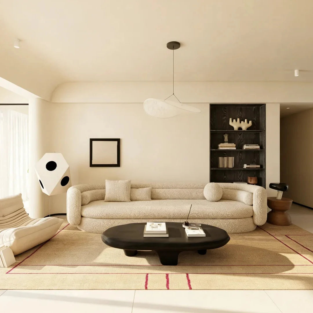 Minimal oval paper pendant light with light paper shade
