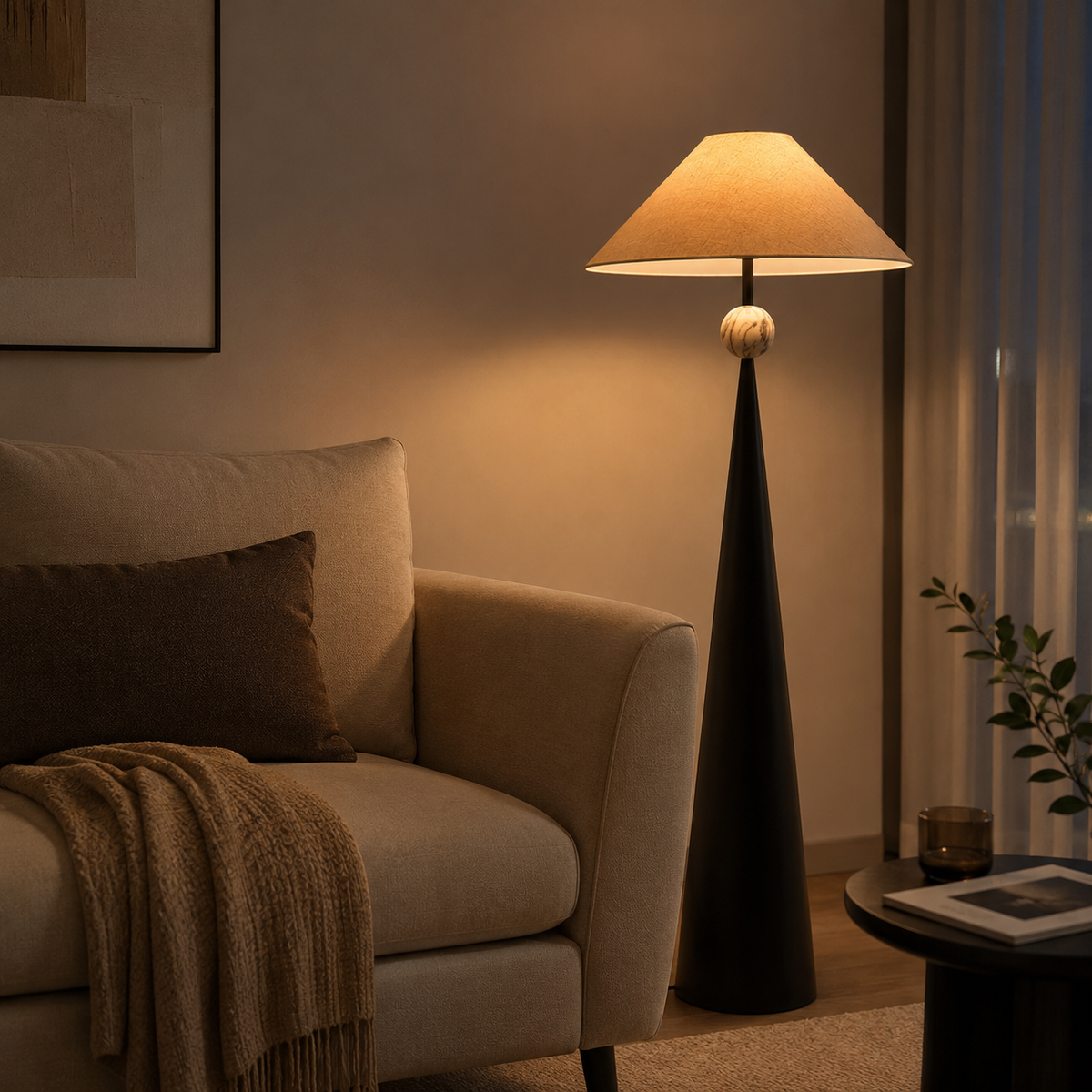 Spire Linen Floor Lamp