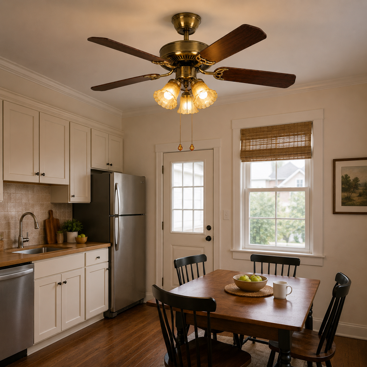 Natural material texture detail of Aura Wood Blade Ceiling Fan Light
