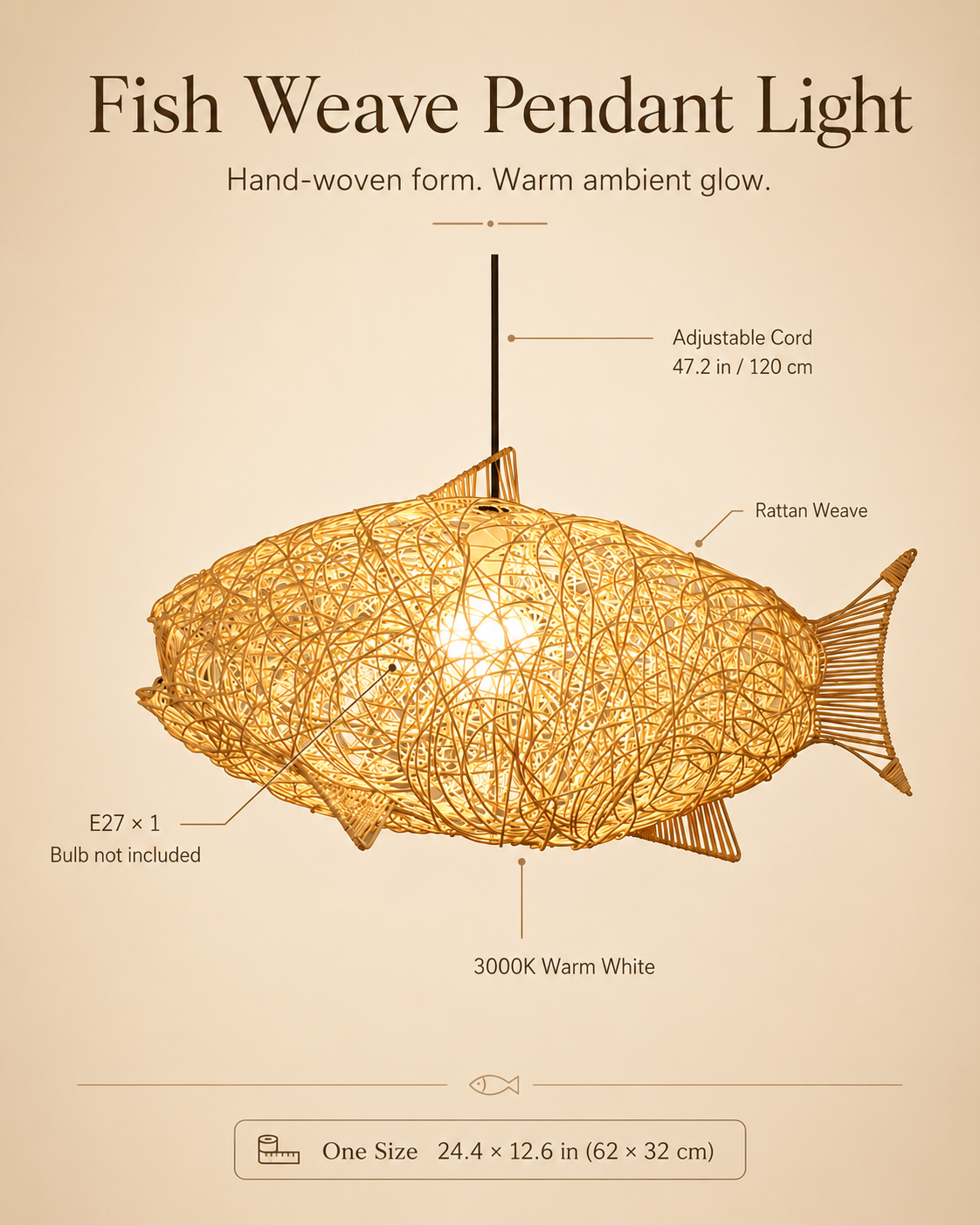 Riverfin Rattan Pendant Light styled in a warm natural interior
