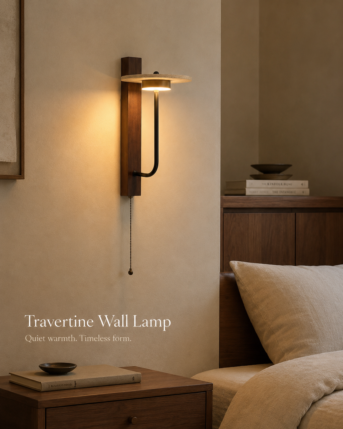 Walnut Halo Wall Sconce handcrafted lighting design by SolenaLighting