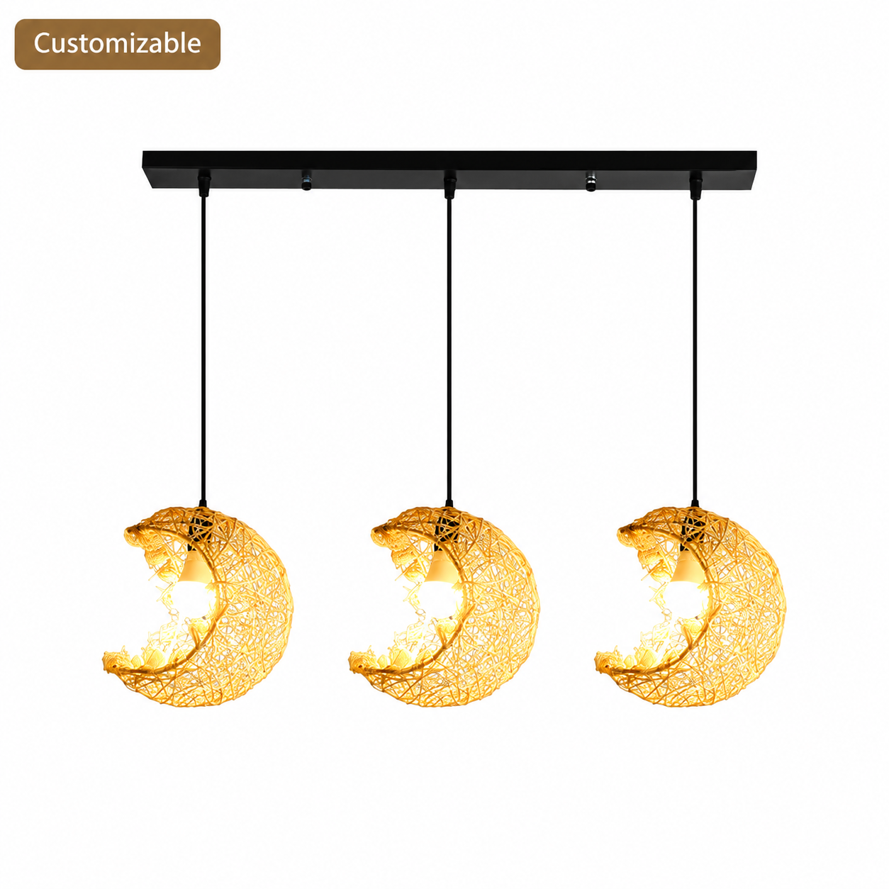 Rattan Crescent Pendant Light
