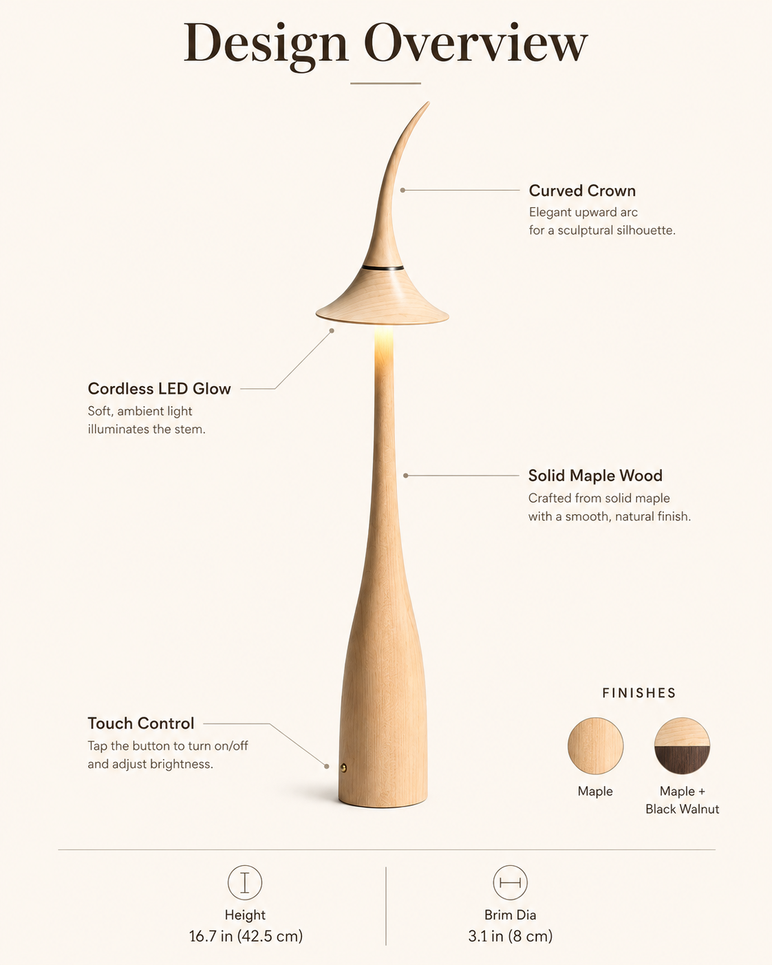 Noma Maple Wood Cordless Table Lamp styled in a warm natural interior