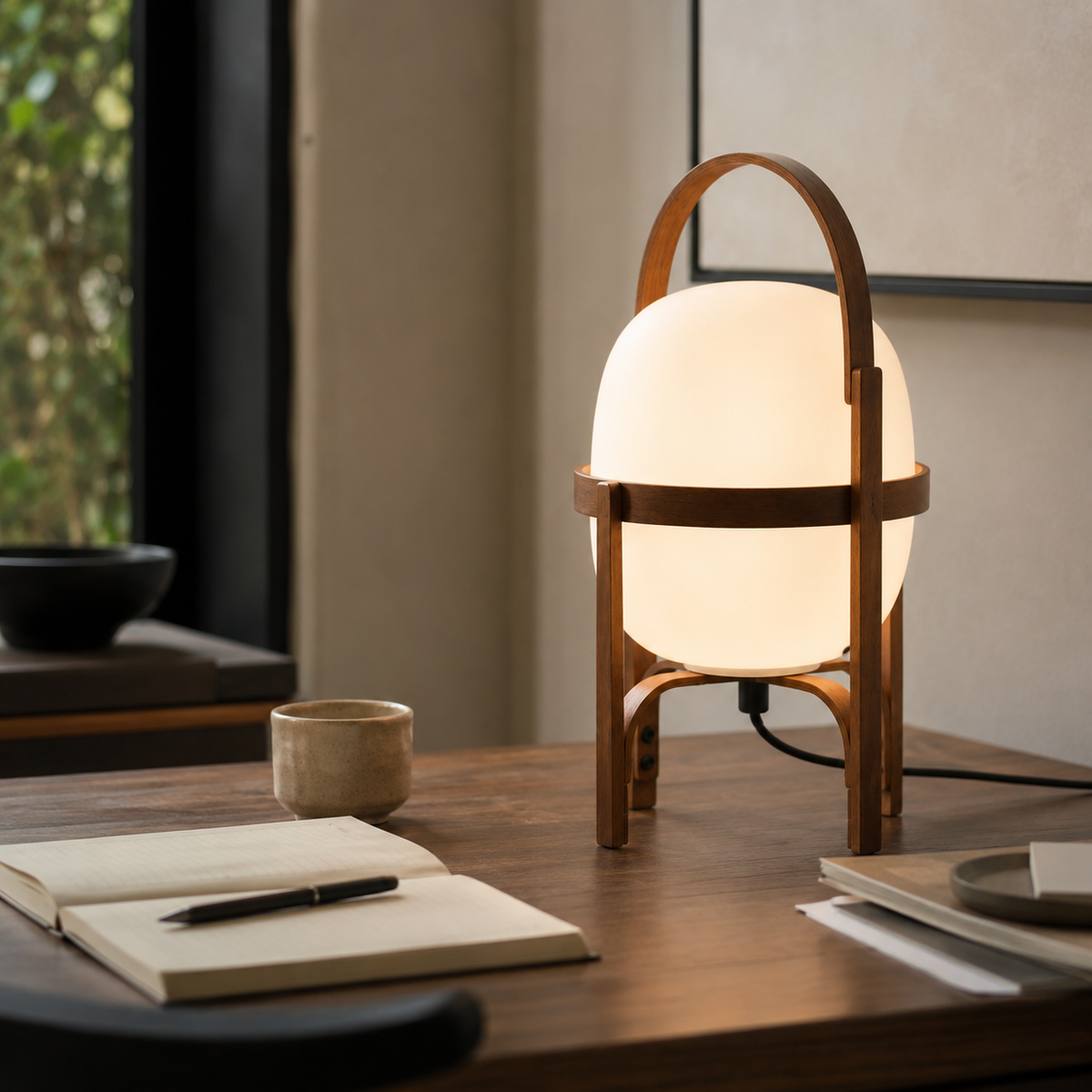 Wabi Wood Glass Table Lamp