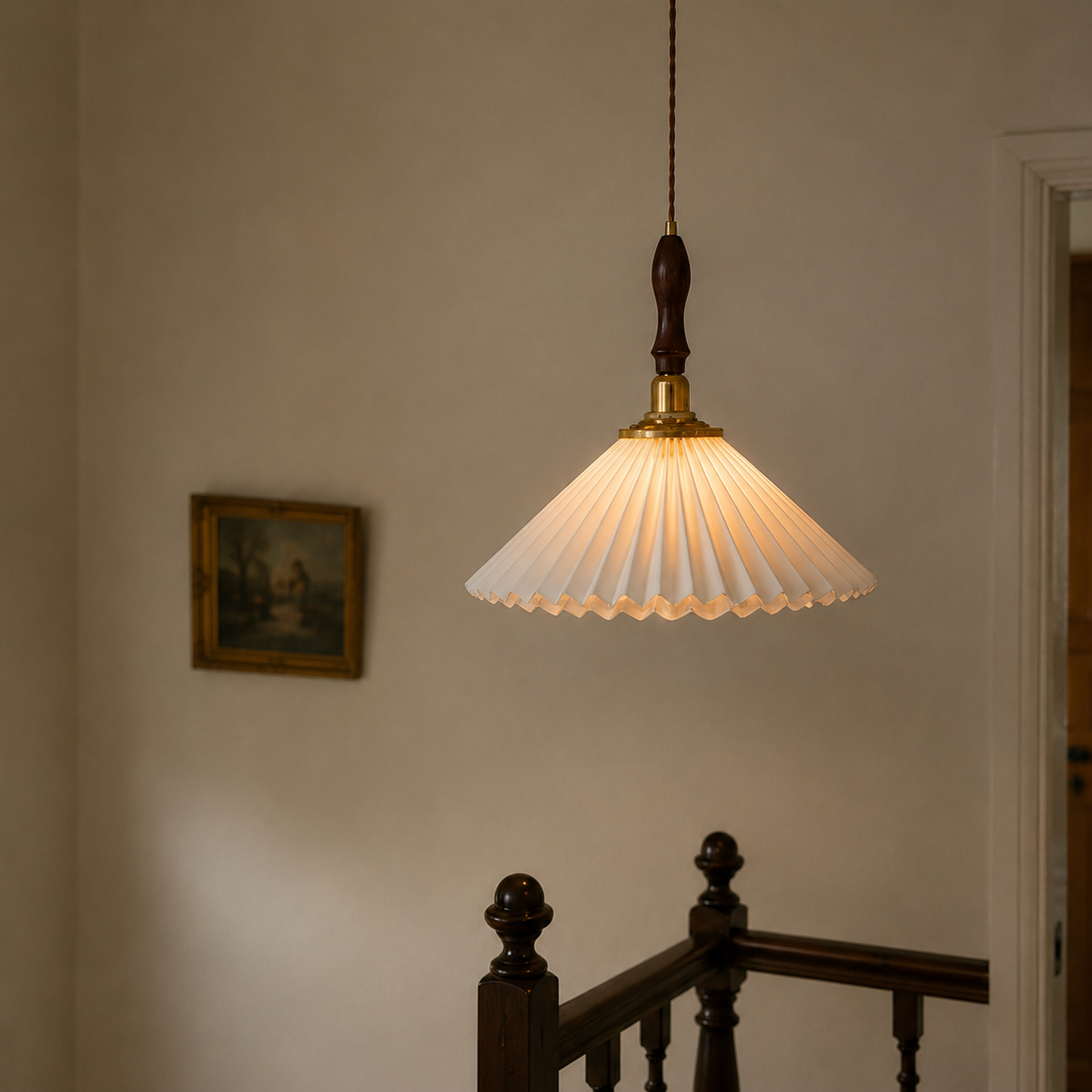 Finished craftsmanship detail of Arden Pleated Dome Pendant