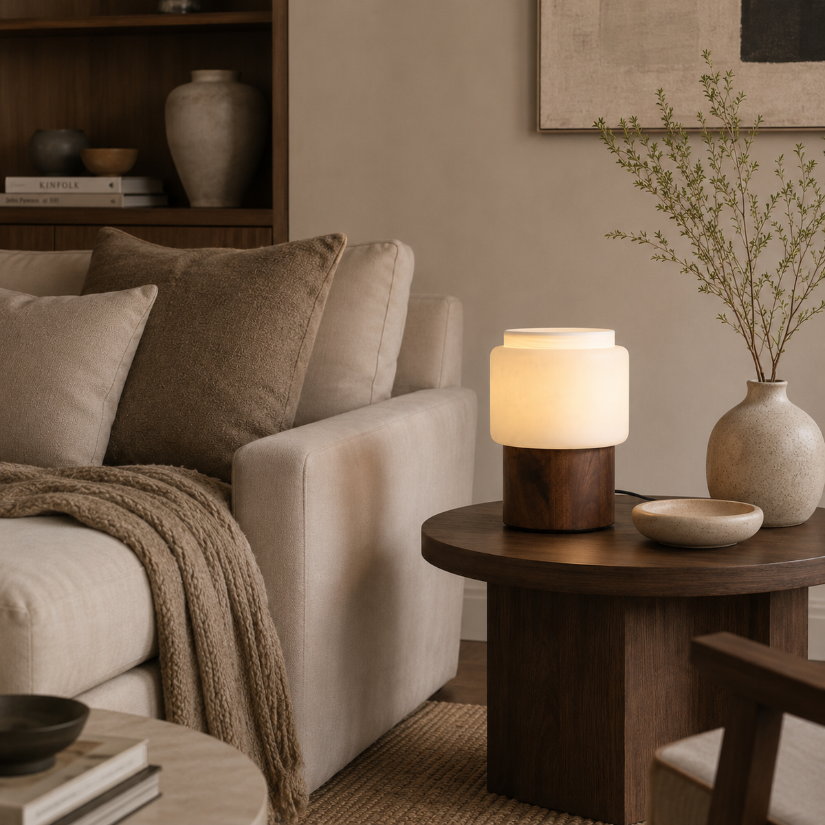 Noma Alabaster Walnut Table Lamp