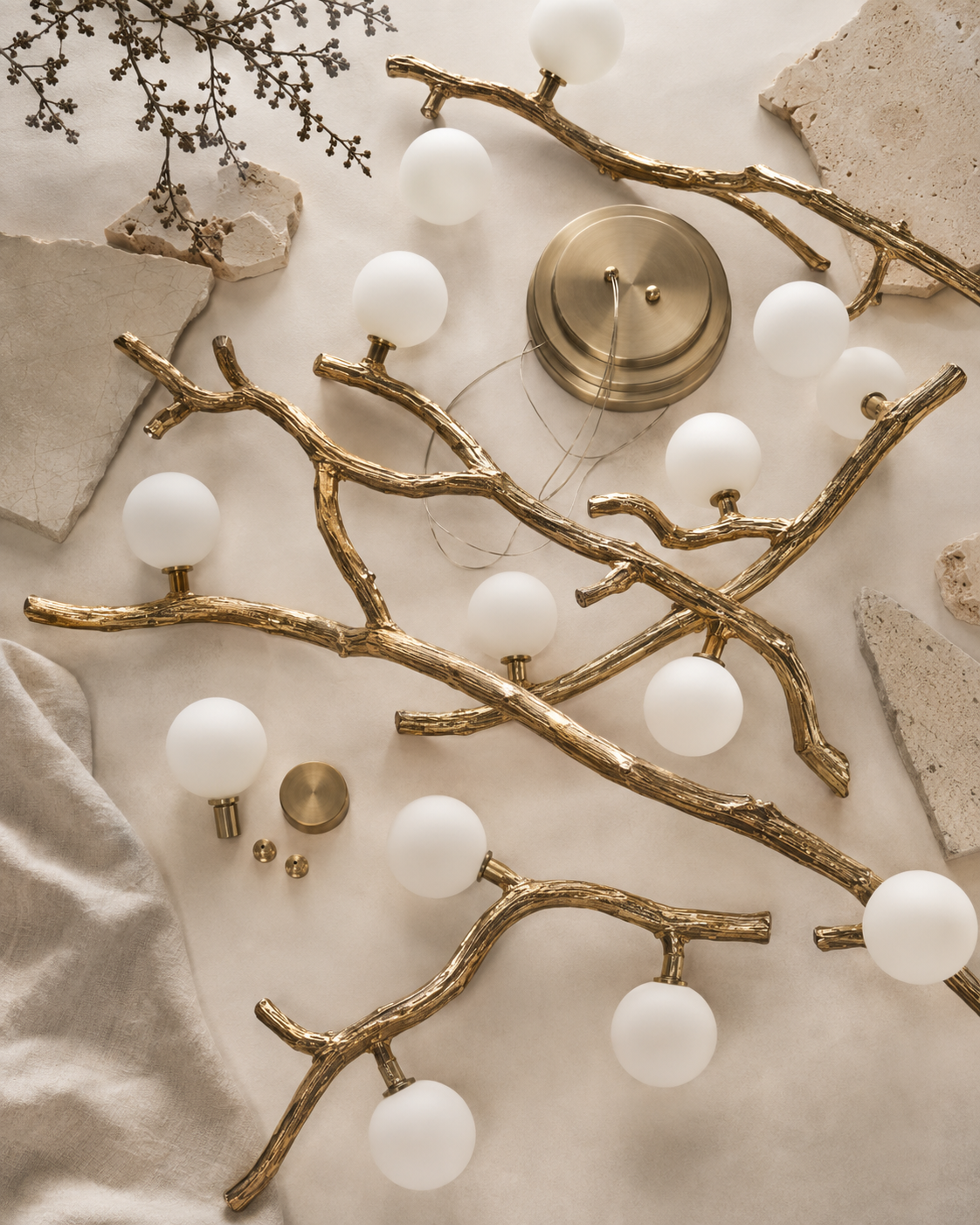 Arbor Branch Chandelier styled in a warm natural interior
