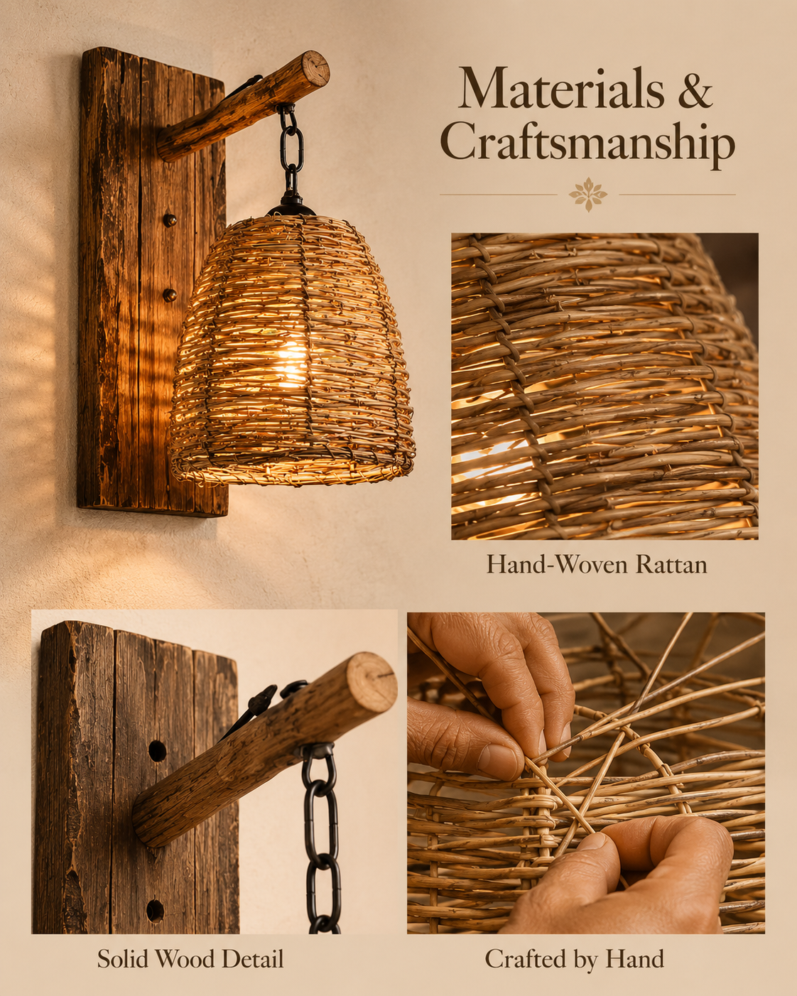 Natural materials and handcrafted details of Woodland Lantern