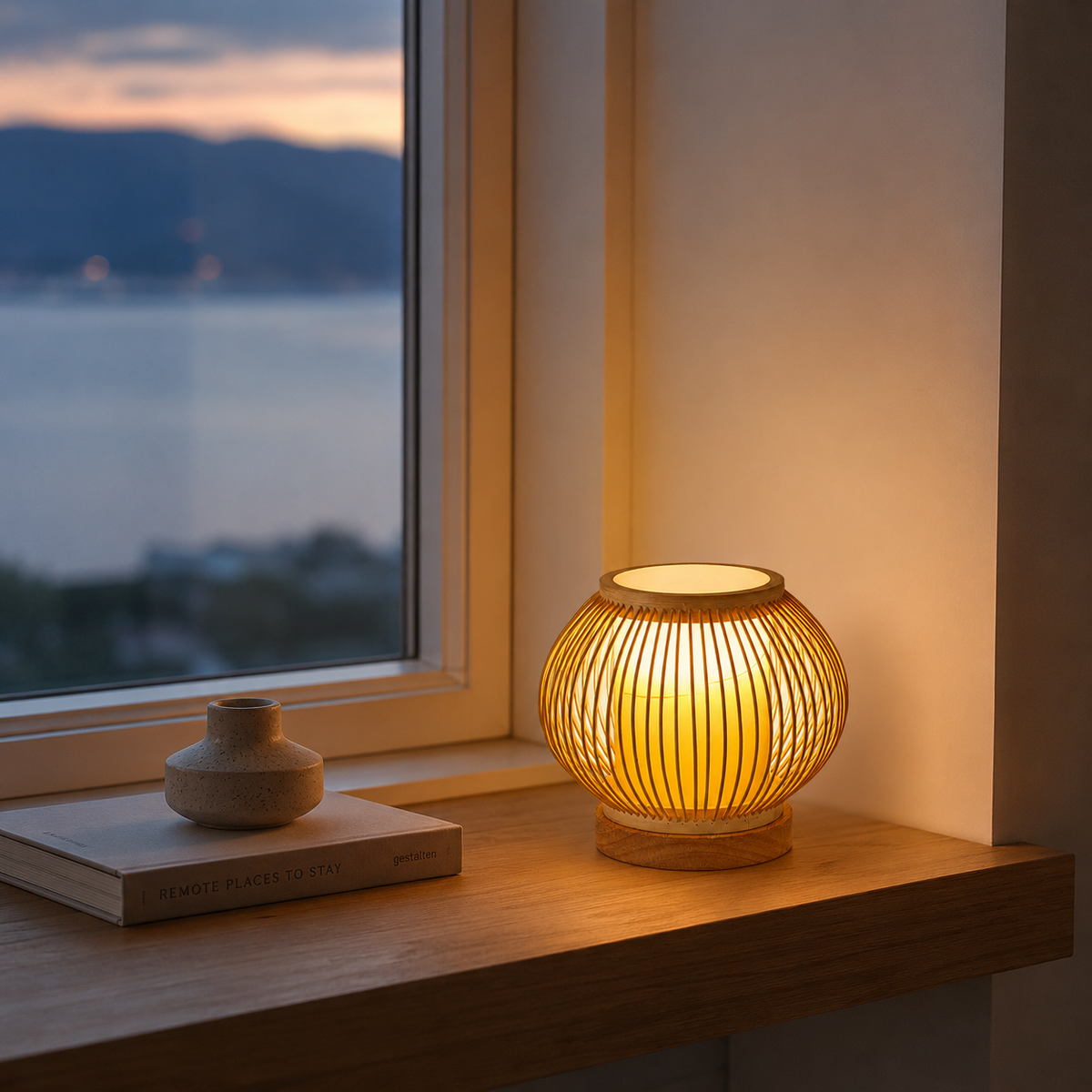 Form and silhouette detail of Lunar Cage Rechargeable Table Lamp