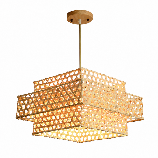 Layered Lantern Bamboo Pendant Light