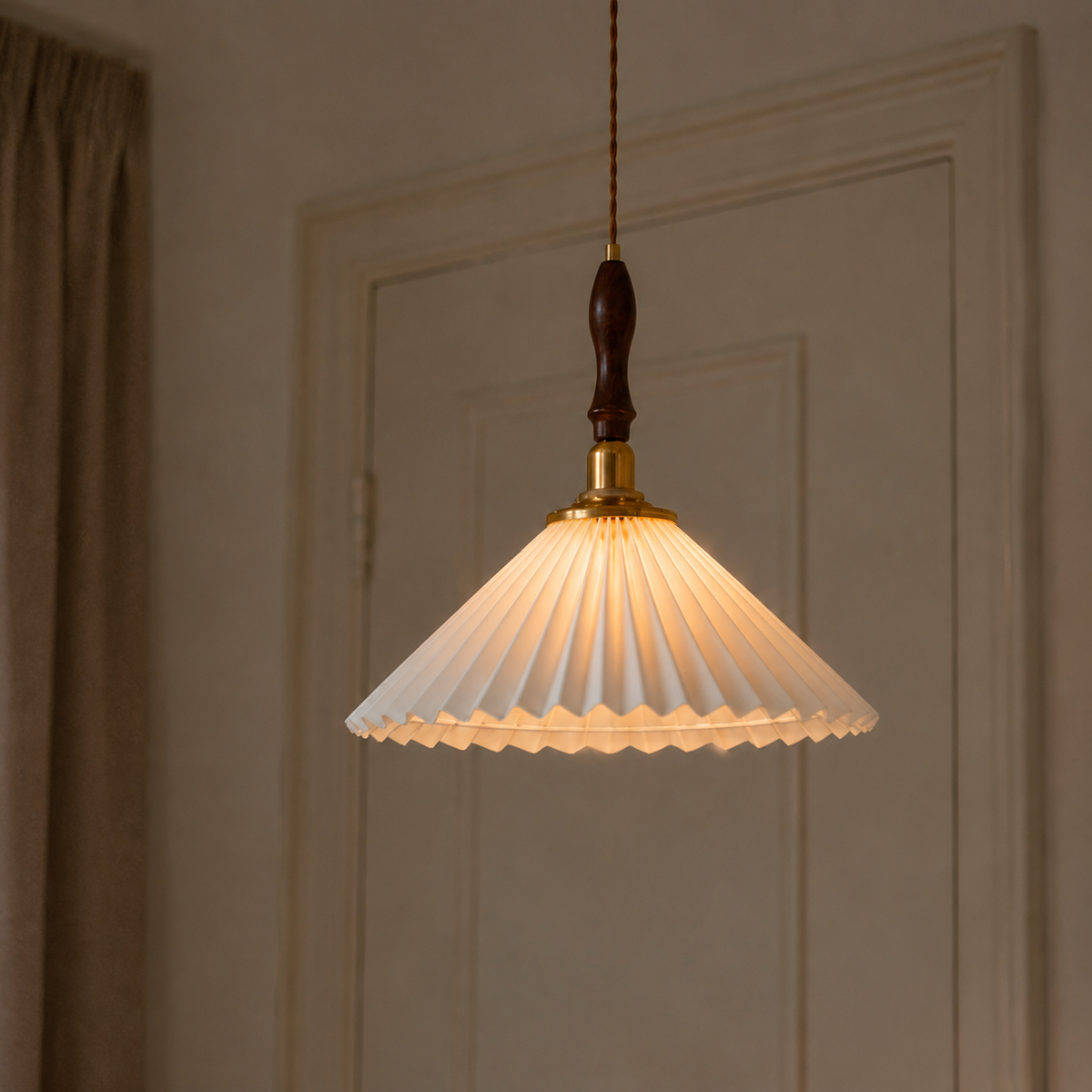 Form and silhouette detail of Arden Pleated Dome Pendant