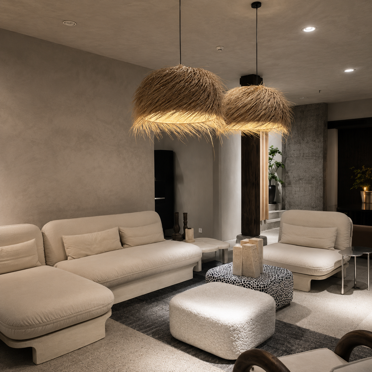 Golden Thatch Canopy Pendant Light