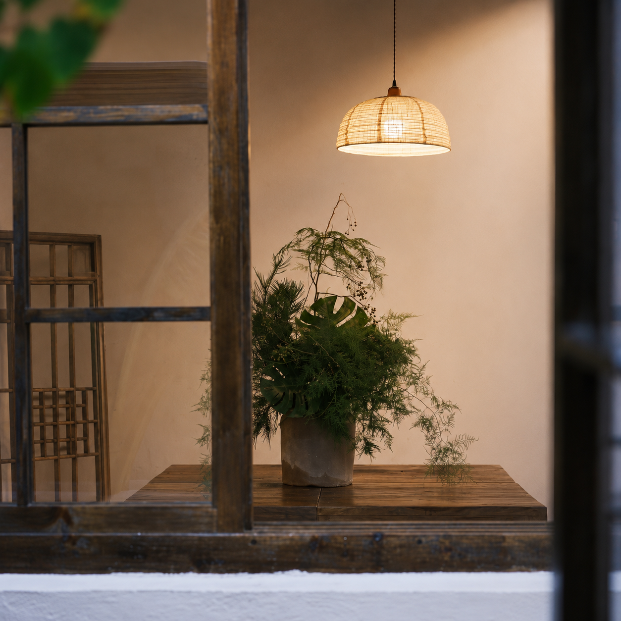 Woven fabric bell pendant lamp with narrow hanging cord