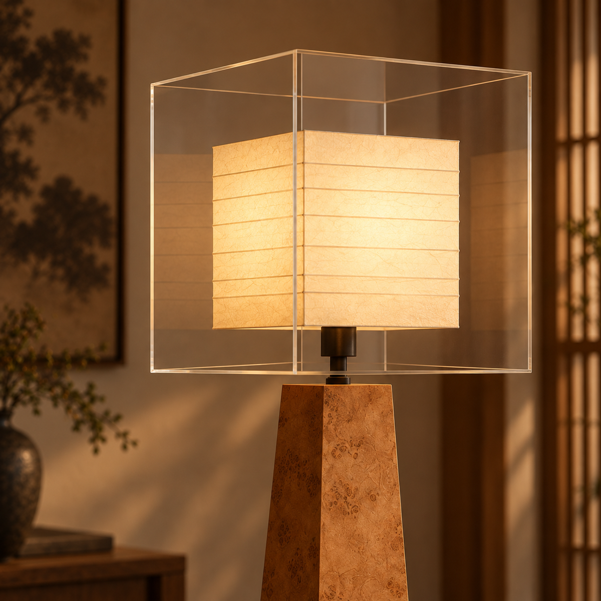 Form and silhouette detail of Light Cube Japanese Floor Lamp