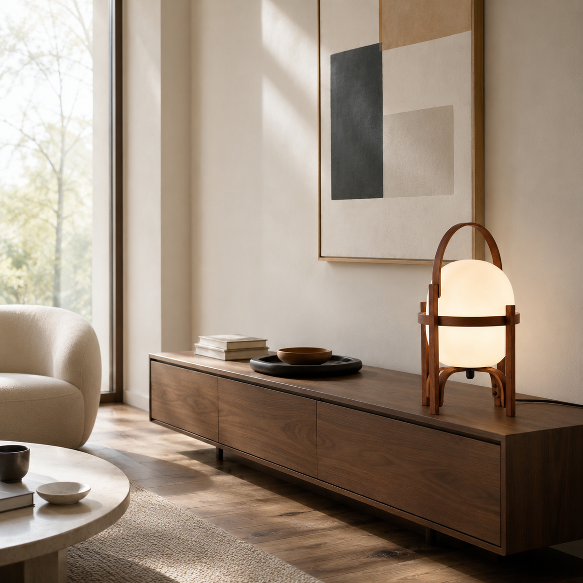 Wabi Wood Glass Table Lamp