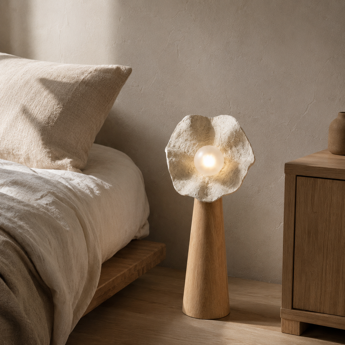 Joinery and hardware detail of Nube Washi Mushroom Floor Lamp