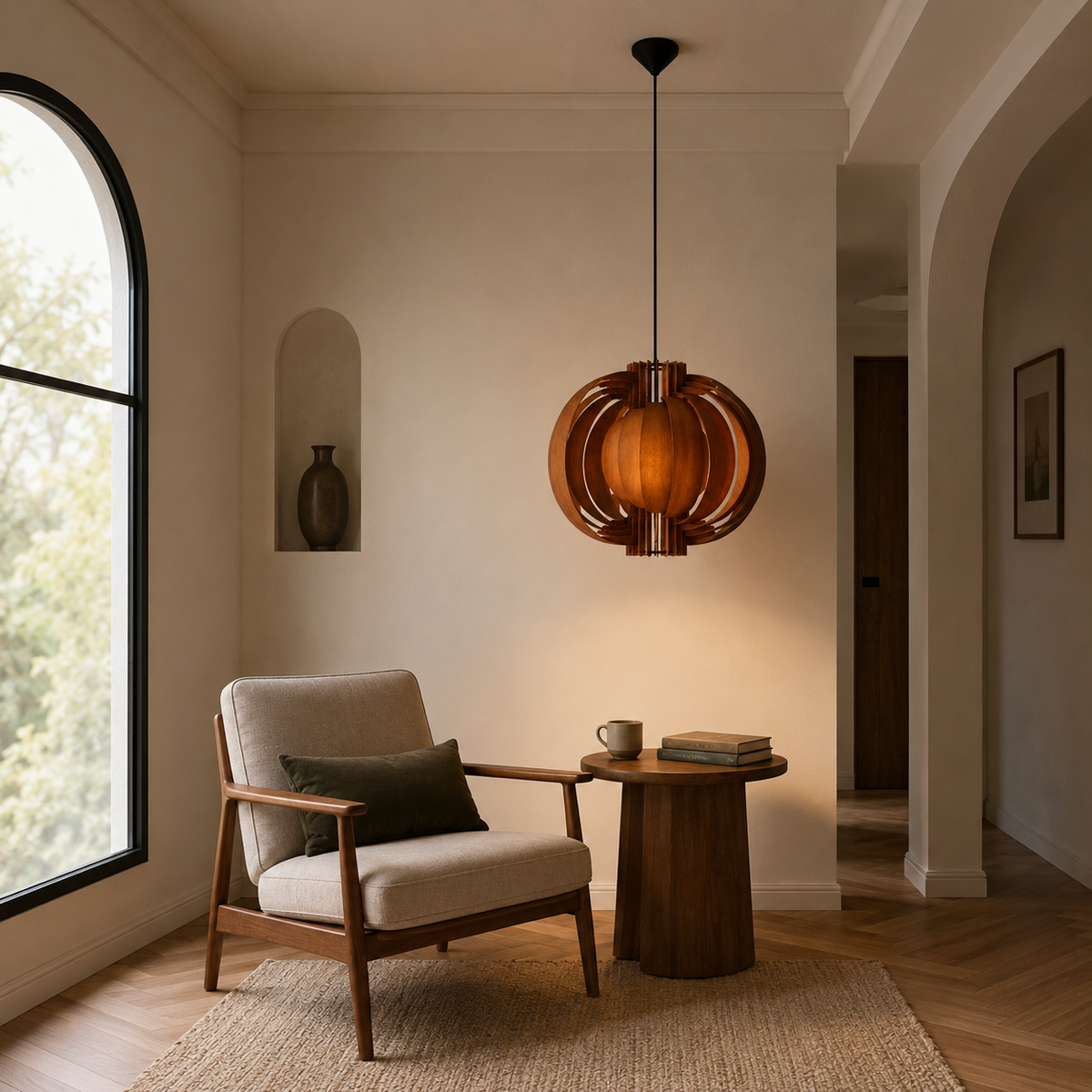 Orb Wood Pendant Light