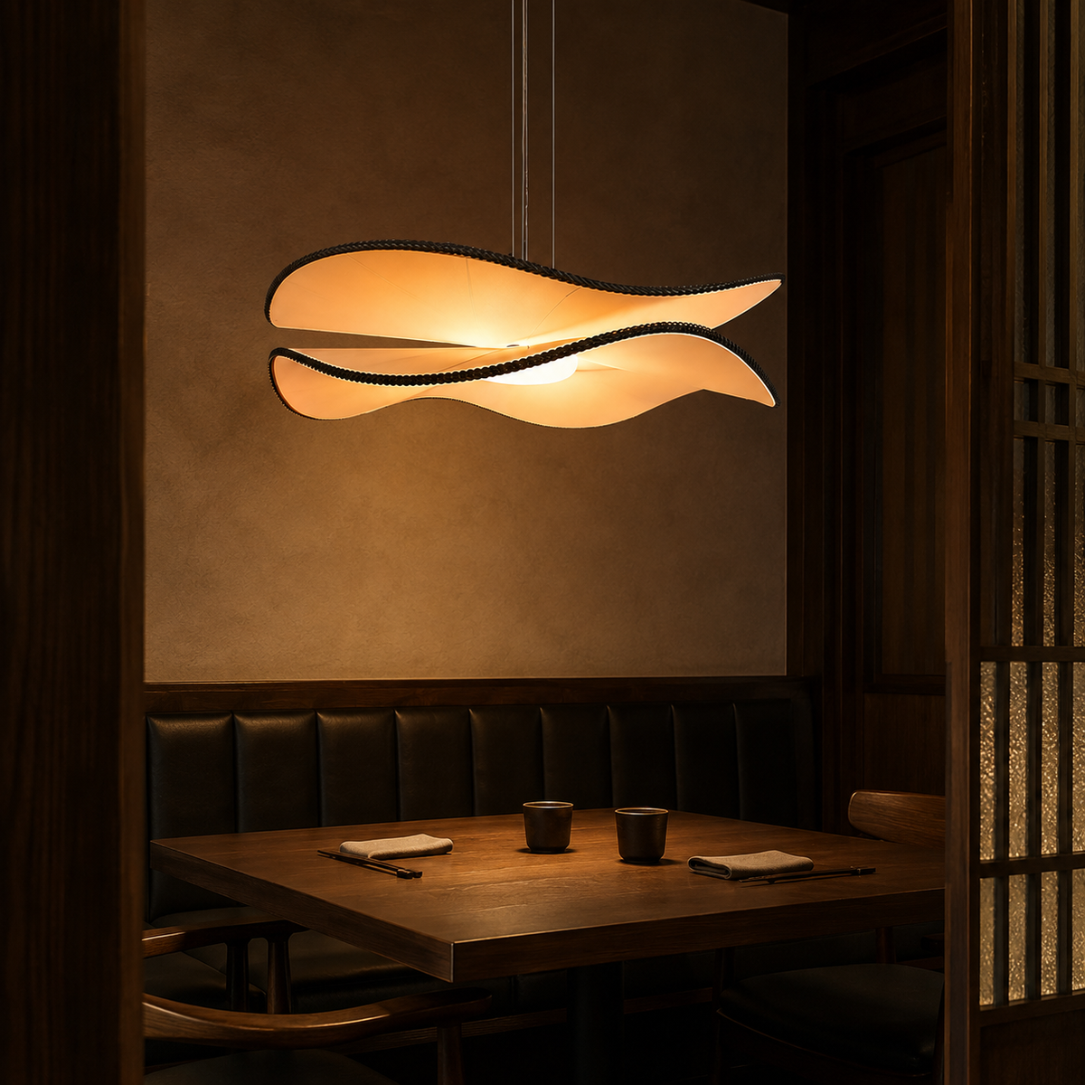 Natural material texture detail of Lumina Wings Pendant Light