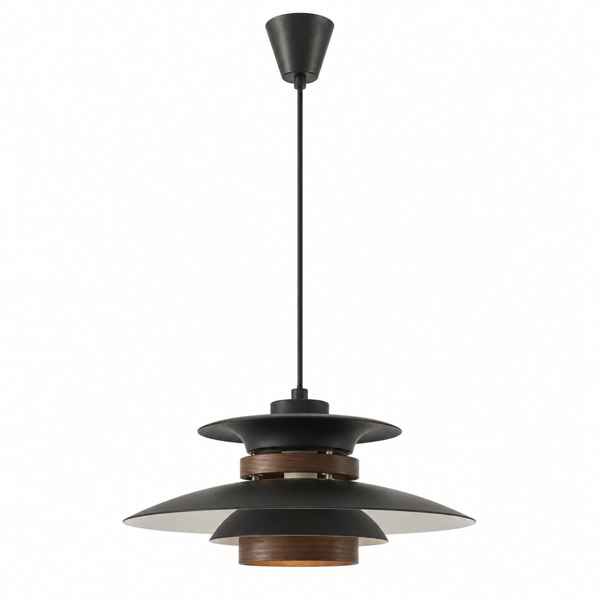 Mid-Century Modern Ash Wood UFO Pendant Light