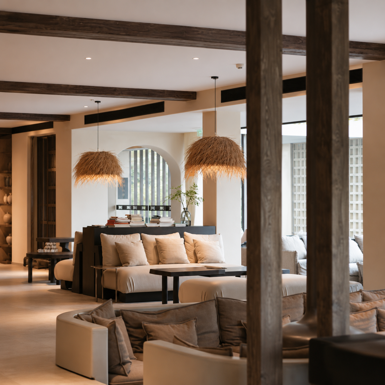 Golden Thatch Canopy Pendant Light