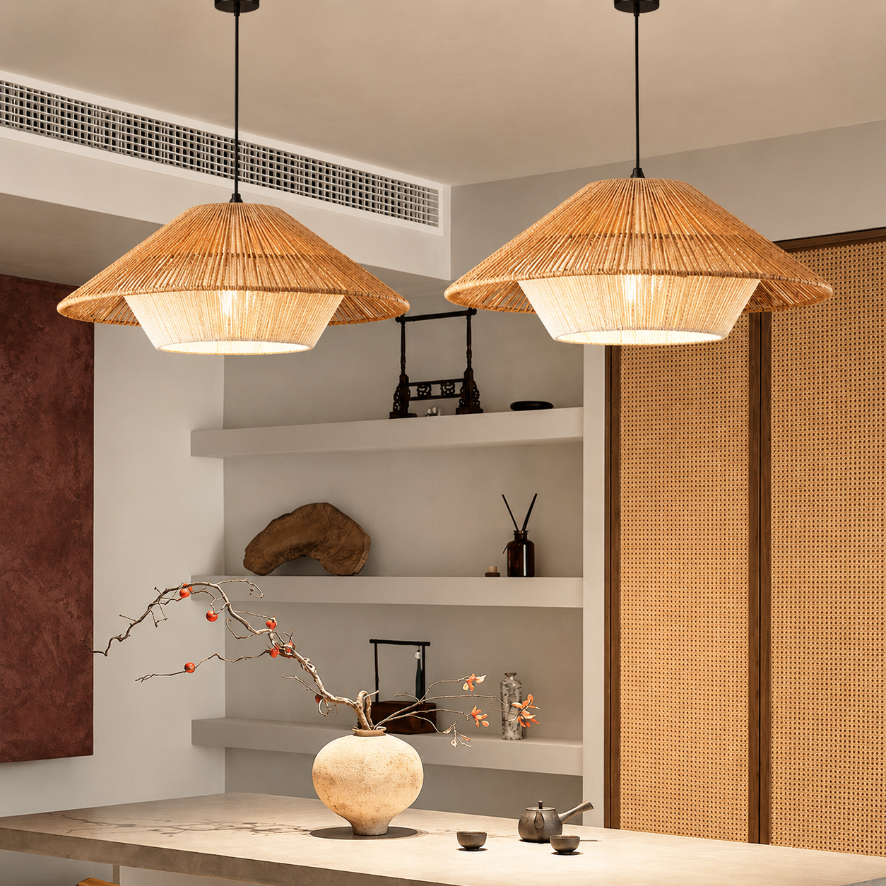 Woven Cottage Roof Pendant Light